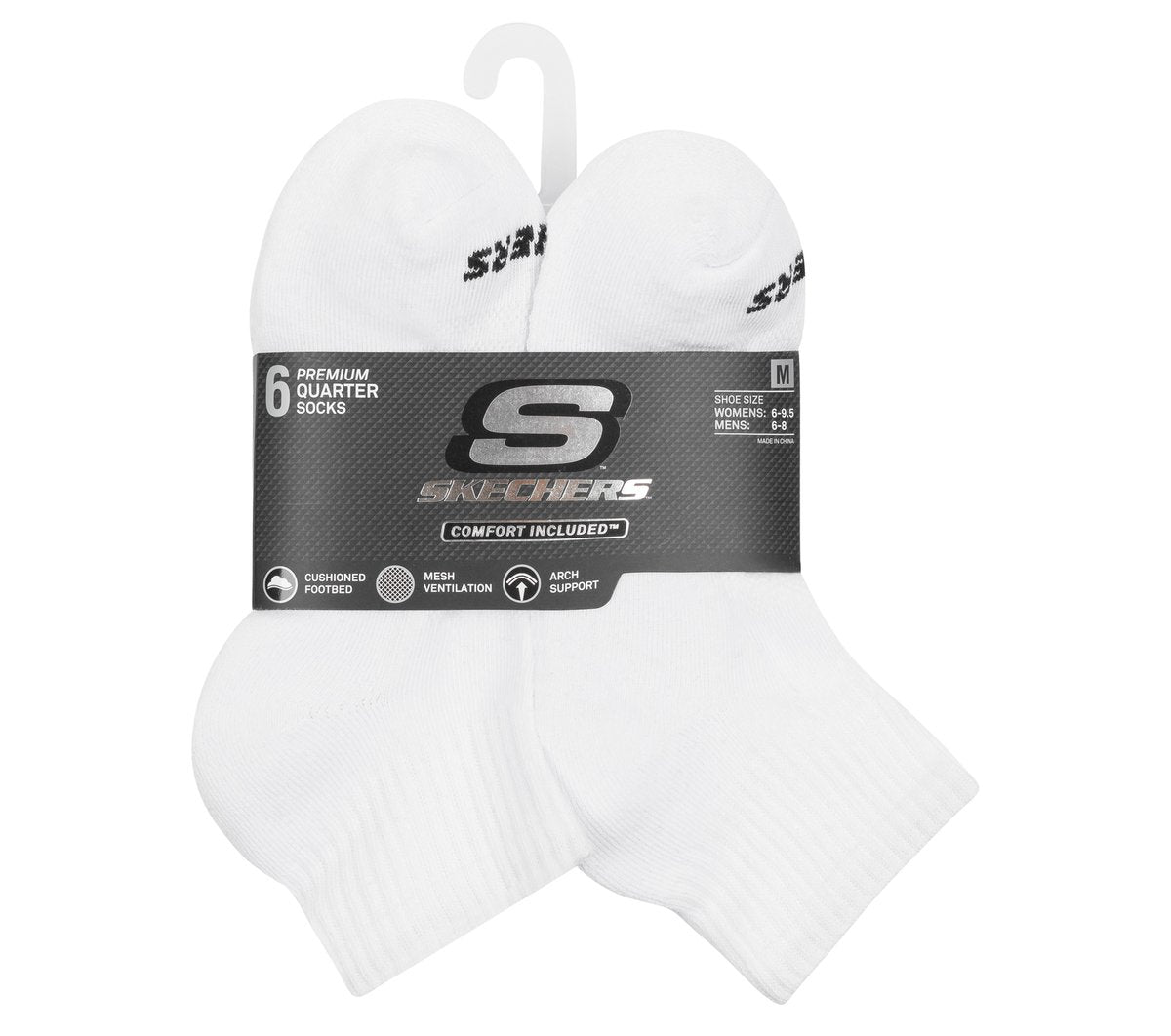 Skechers Women|Clothing | 6 Pack Core Quarter Medium Socks