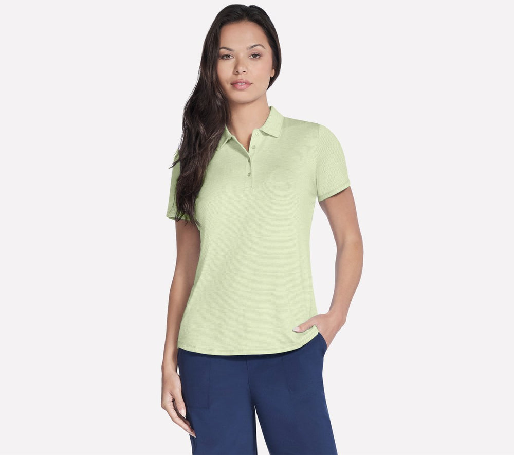 Skechers Women | Short Sleeve On The Green Striped Polo