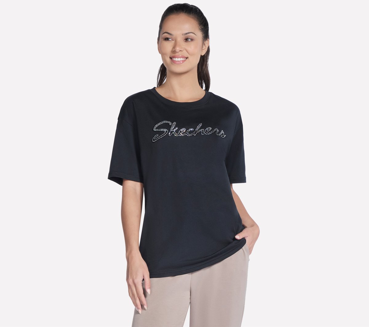 Skechers Women | Script Diamond Studded Short Sleeve Tee