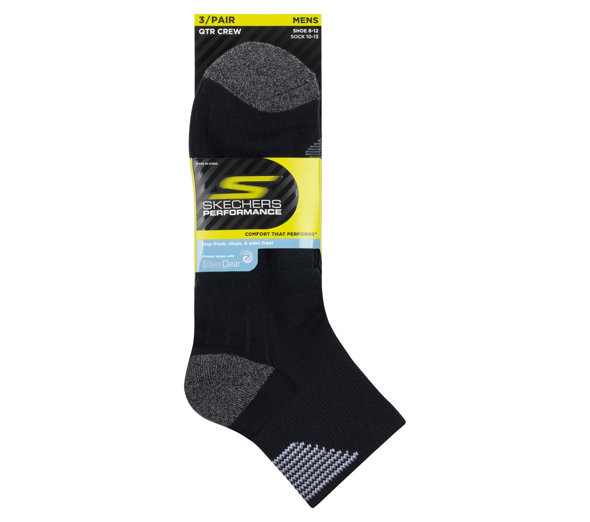 Skechers Men|Clothing | 3 Pack Men's Half Terry Quarter Crew Socks