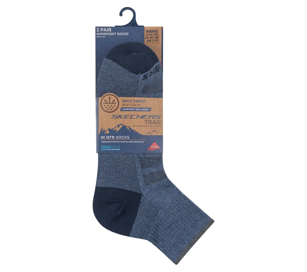 Skechers Men|Clothing | Mens Trail Quarter Coolmax Socks - 2 Pack