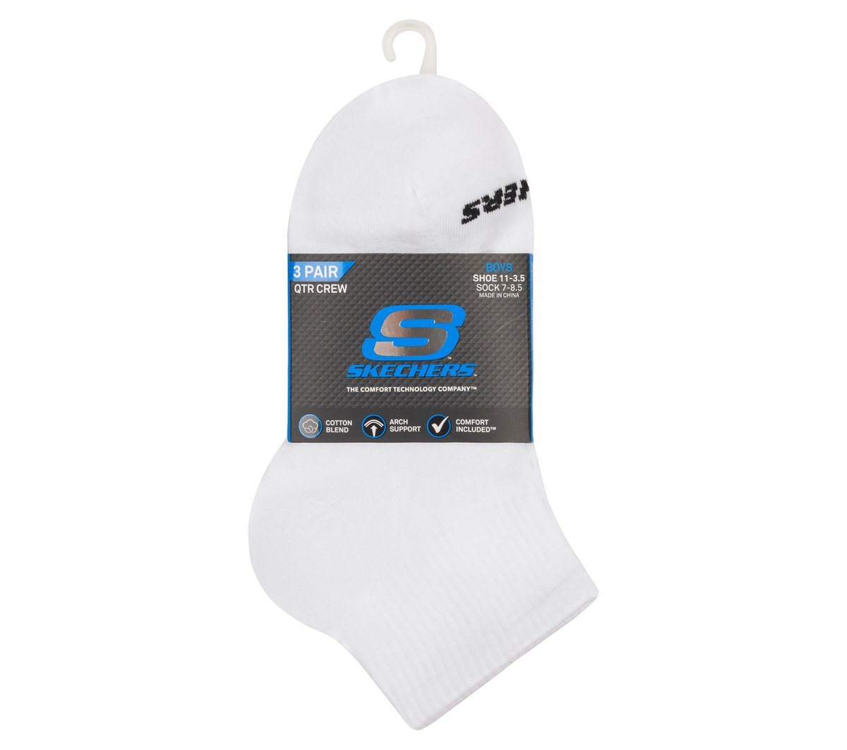 Skechers Kids|Clothing | 3 Pack Boys' Quarter Crew Cotton Socks
