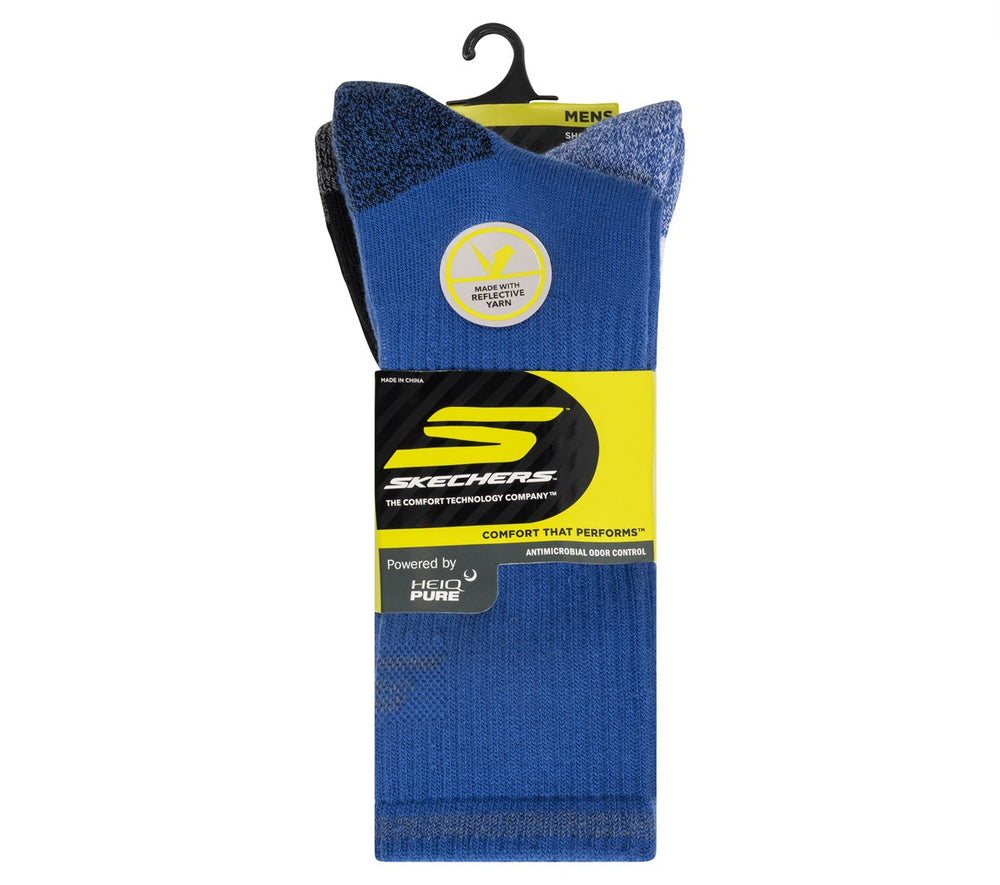 Skechers Clothing | 3 Pack Men's Reflective Performance Crew Socks
